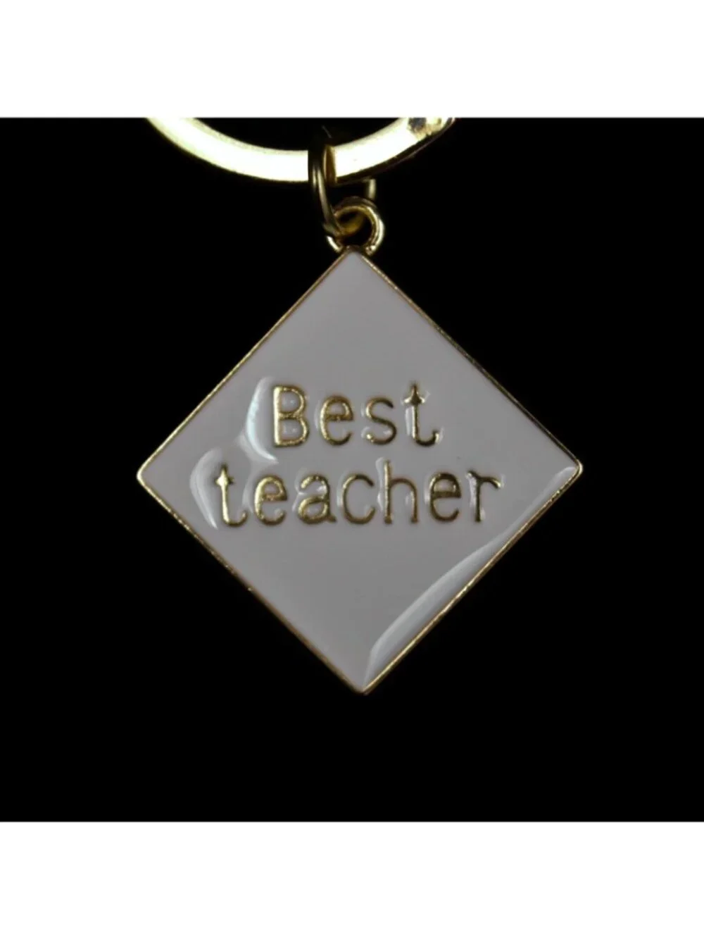 Claires Keychain Best Teacher Fob Red Enamel Apple Charm Ring Lobster Clasp